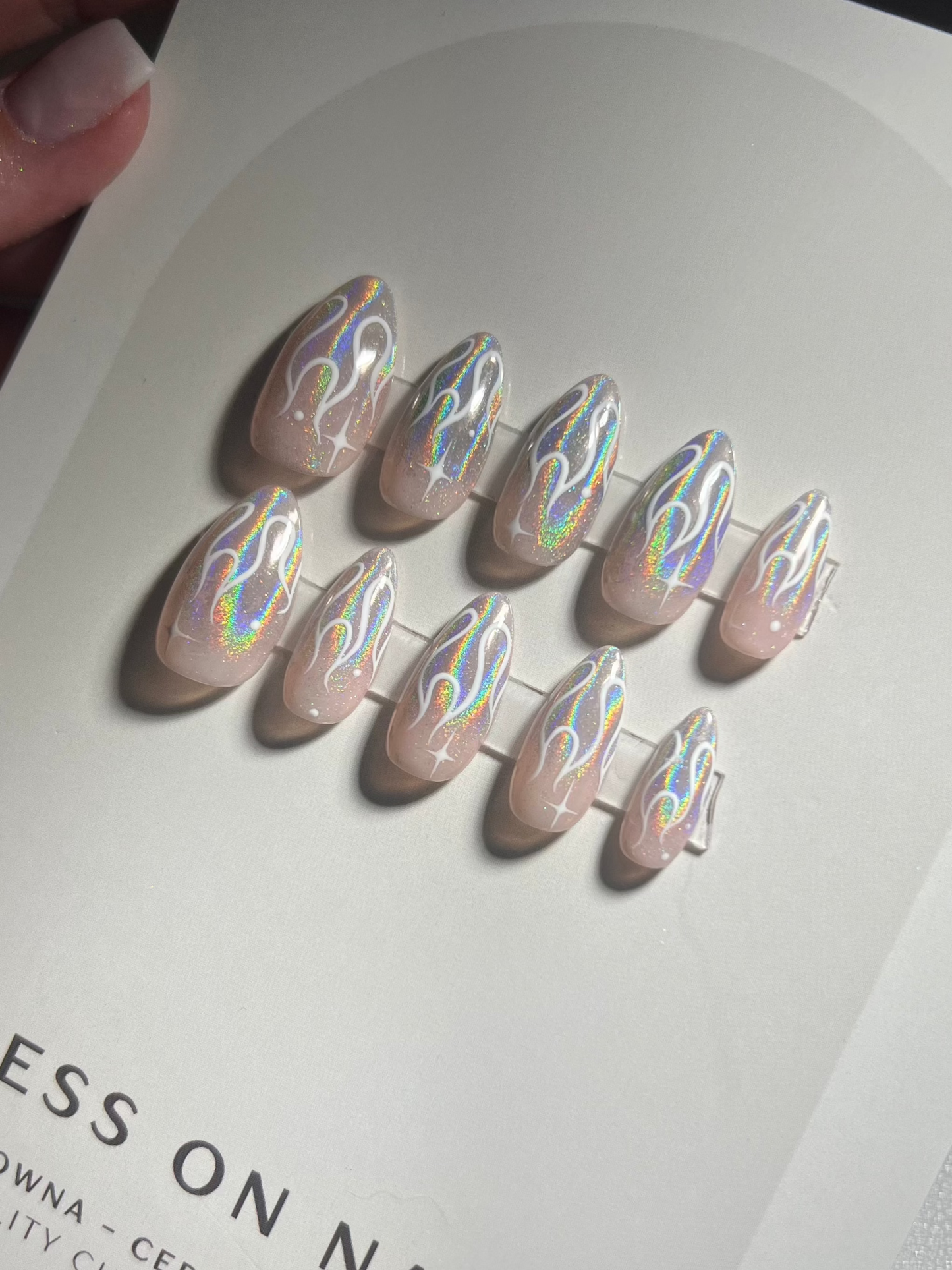 Ombre Holographic Chrome with Flames - PREMADE